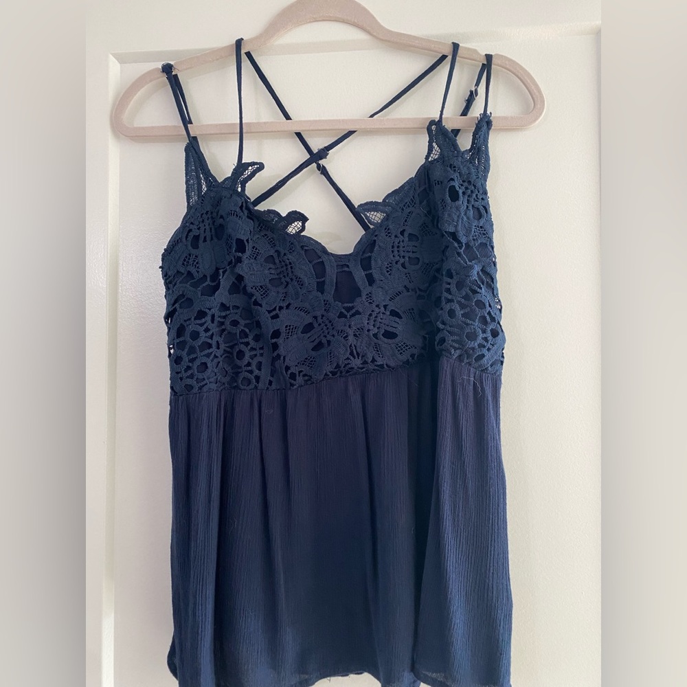 Blakeley Navy Sleeveless Babydoll Top